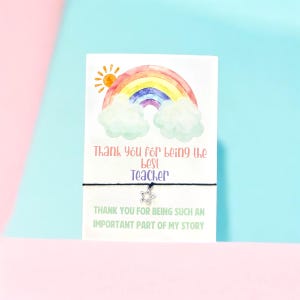 Thank You - Teacher - Wish Bracelet – Star Charm - Appreciation Gift for Friends, Teachers, You’re the Best Keepsake