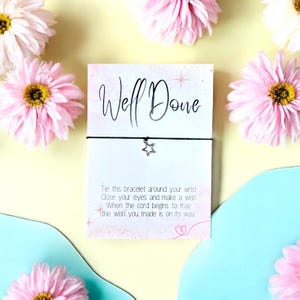 Well Done Wish Bracelet – Congratulations Gift – Star Charm Bracelet – Exam Success Gift – Graduation Token – Motivational Gift
