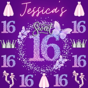 Custom Birthday backdrop, Custom Step and repeat, Prom , Sweet 16 backdrop, Customizable Birthday banner, Graduation Backdrop, Backdrops
