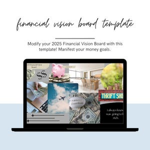 2025 Financial Vision Board Template – Editable Canva Digital Planner for Goal Setting and Financial Planning