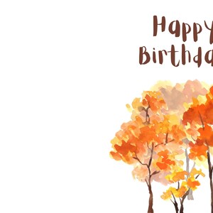 Autumn Forest Happy Birthday Card | Watercolor Fall Theme (digital ...