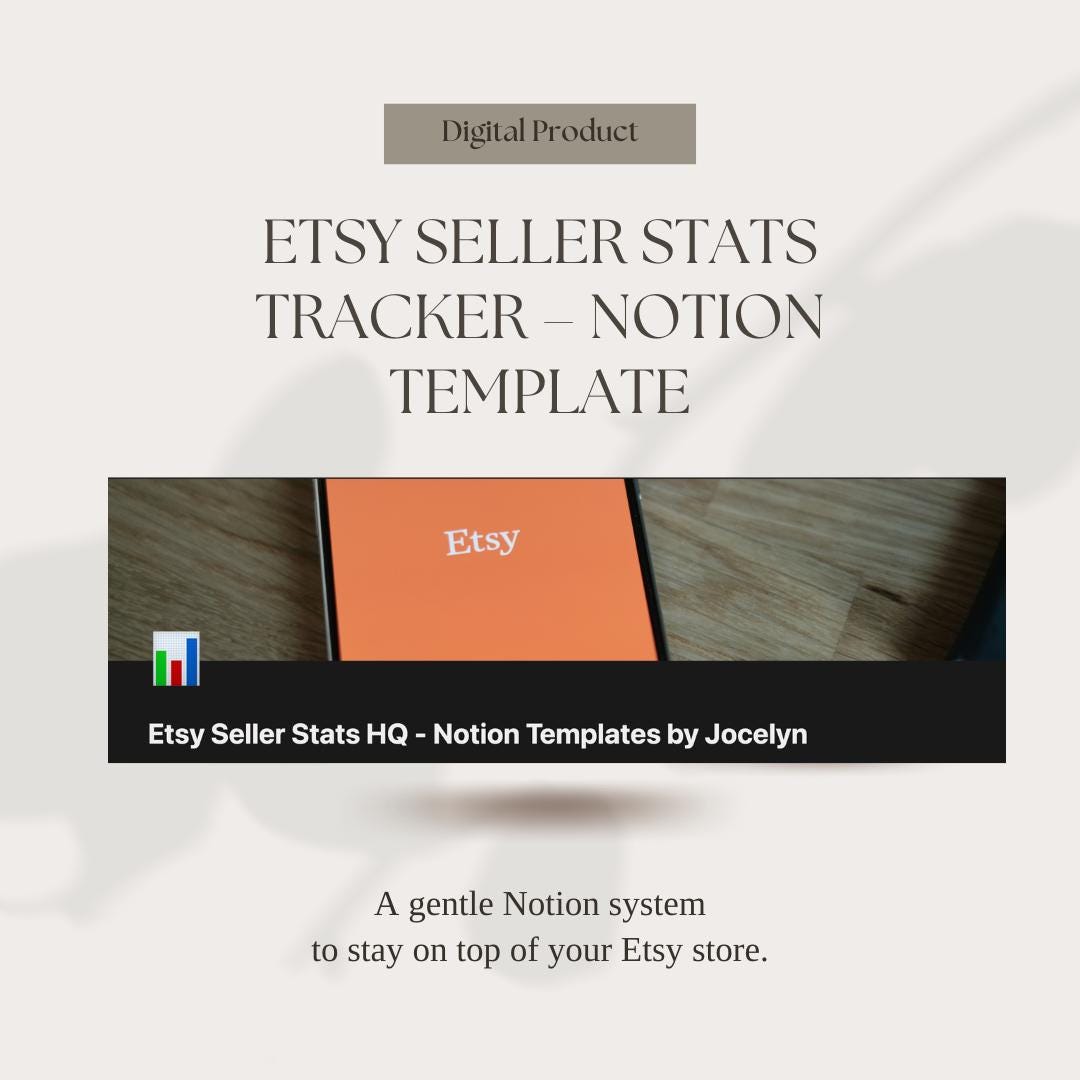 Etsy Seller Stats Tracker Notion Template | Analytics Dashboard ...