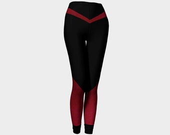 Star Trip, Cranberry Static, Leggings, Yoga Pants,Cosplay,Sci Fi,Star,Starship,Captain,Science Fiction,Fantasy,Black,Red,Workout,Bike,Trek