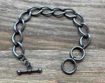 Silver Gunmetal Large Link Toggle Bracelet for Charm Bracelets Bulk
