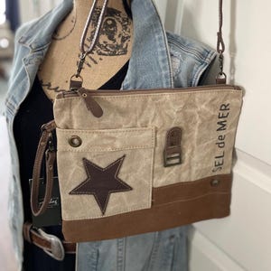 Myra Bag Recyled Canvas and Leather Purse Warsaw Western Crossbody Shoulder Bag