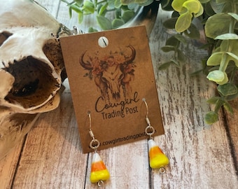 Candy Corn Halloween Earrings, Trick or Treat Jewelry