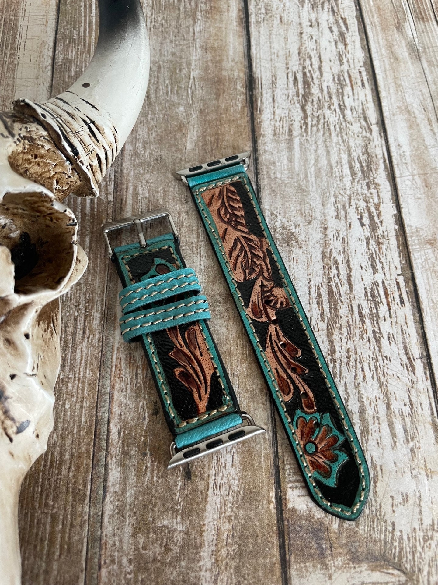 Leather Apple Watch Band 38 40 41 Mm Western Tooled 