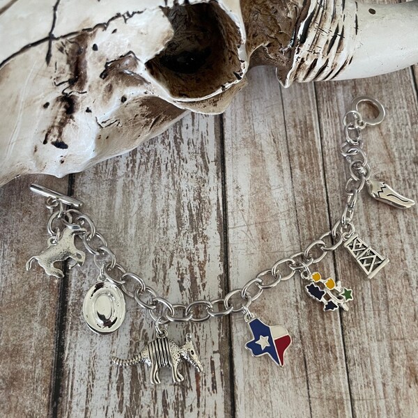 Texas Western Charm Bracelet Cowgirl Jewelry