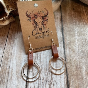 Handmade Leather & Silver Hoop Earrings: Western Style