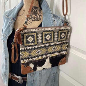 Myra Bag Recycled Canvas Vintage Western Crossbody Shoulder Purse Bison Ridge