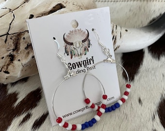 Red White and Blue Earrings Flag Patriotic Fourth of July