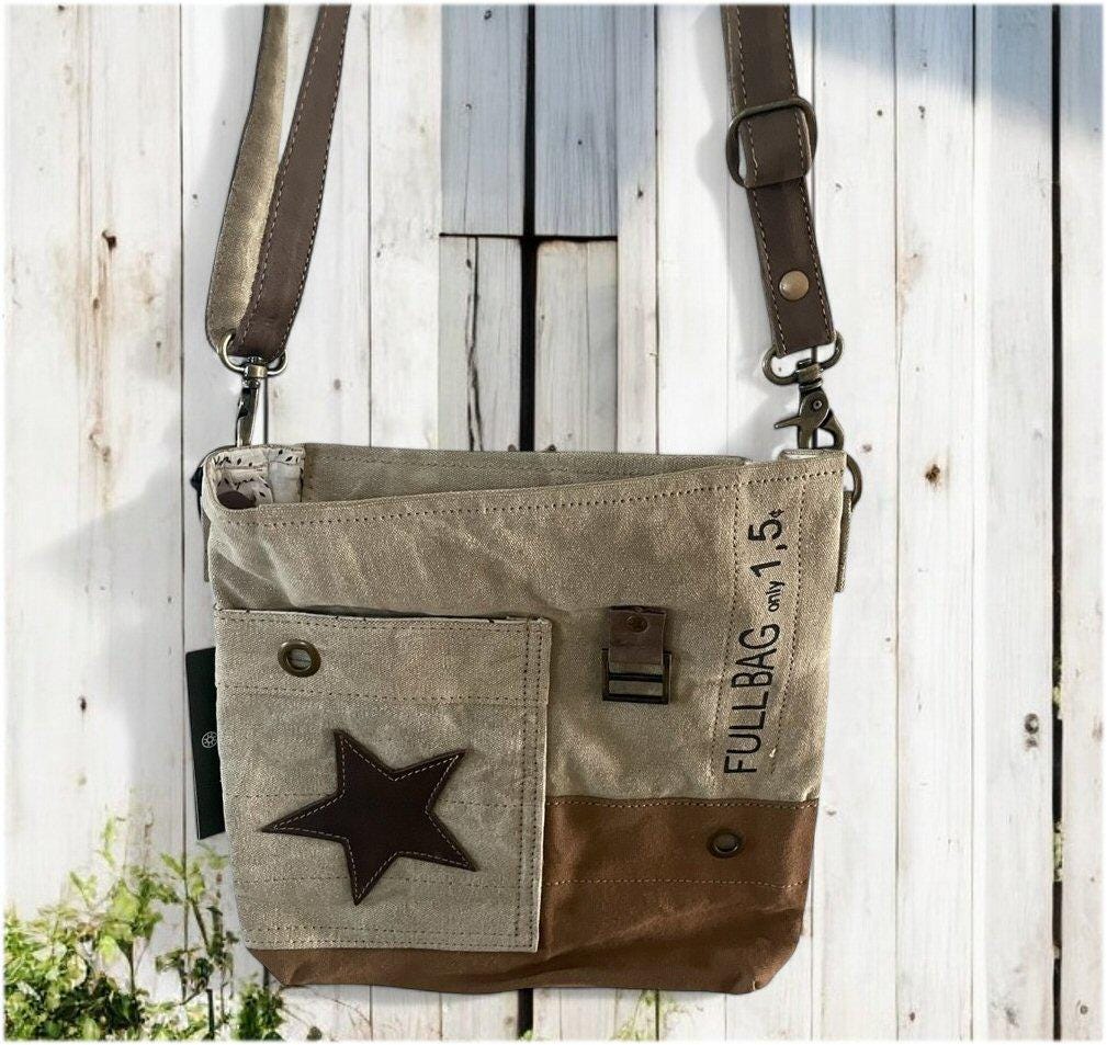 Recycled Canvas Crossbody Purse: Myra Leather Star Western  display picture 1