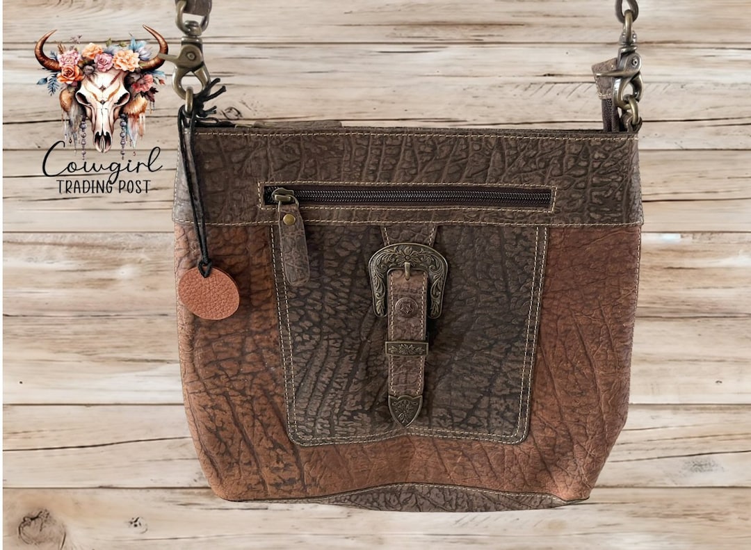 Myra Clear Leather-Trim Shoulder Bag - Western Style Upcycled Leather With Fringe - View #9