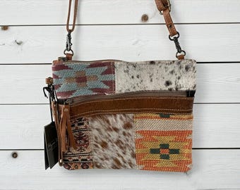 Patchwork Recyled Canvas Crossbody Purse:  Myra Terra Firma