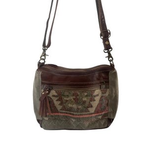 Southwest Canvas and Leather Shoulder Bag Myra Bag Luguni