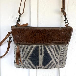 Myra Bag Crossbody Canvas and Leather Western Shoulder Purse Pastel