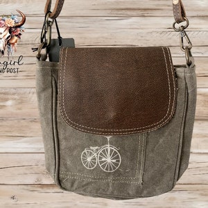 Myra Bag Recycled Canvas Rug and Leather By-Cycle Western Crossbody Shoulder Purse