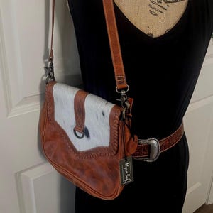 Brown Leather with Hair on Hide Shoulder Bag Western Myra Bag Tyson Trail
