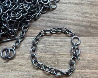 Silver Metal Link Toggle Closure Bracelet for Charm Bracelets