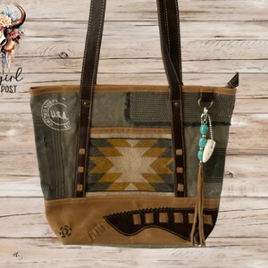 Western Print Recycled Tote Bag Myra Coyote Bluff