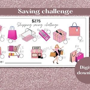 Mini Shopping Spar-Challenge, 3x6", digitaler Download, PDF, geringes Einkommen Spar-Challenge, niedriges Budget, Sparen, geringes Einkommen,