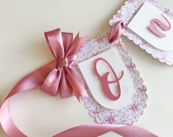 Pink Coquette Bow Banner.