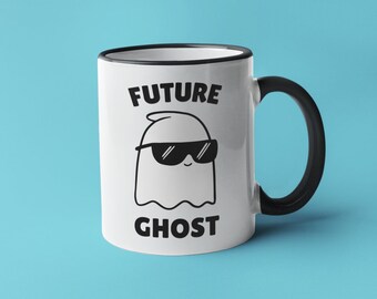 Taza fantasma, regalo fantasma divertido, taza de café fantasma, regalos fantasma divertidos, taza fantasma futura, tazas fantasma divertidas, taza de Halloween, taza espeluznante, tazas divertidas