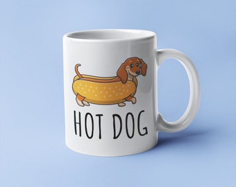 Taza de perro Wiener, taza de Dachshund, regalo de amante de Dachshund, regalo de Dachshund, tazas divertidas de Dachshund, regalos de propietario de Dachshund, regalo de amante de perros, perro caliente