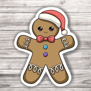 Gingerbread Man & Woman - Christmas - Laminated Vinyl Sticker