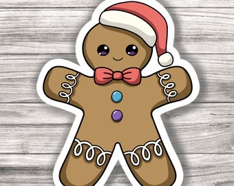 Gingerbread Man & Woman - Christmas - Laminated Vinyl Sticker