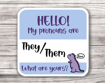 Gender Pronouns Laminated Vinyl Sticker