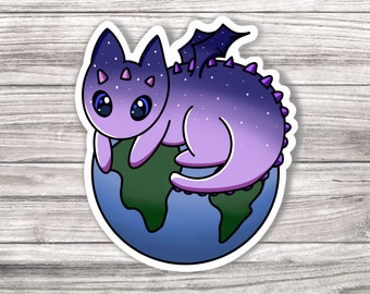 Dragon World Laminated Vinyl Stickers Purple Blue Red