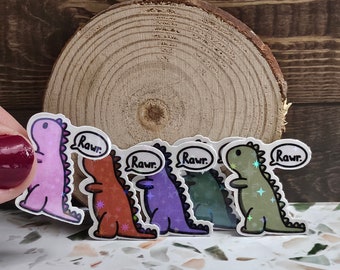 5-pack Mini Dinos Rawr Dinosaur Laminated Vinyl Sticker