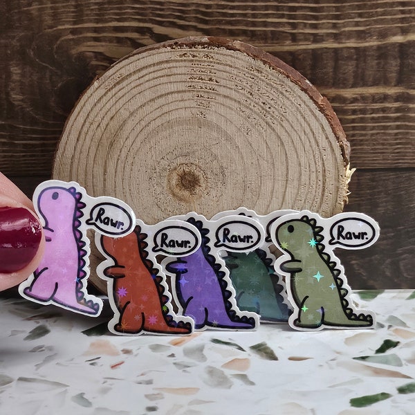 5-pack Mini Dinos Rawr Dinosaur Laminated Vinyl Sticker