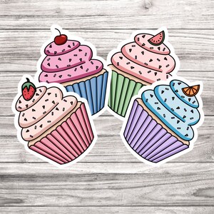 Cupcakes (Pack of 4) Laminated Vinyl Stickers