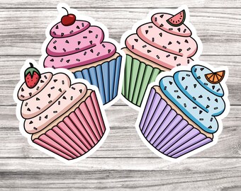 Cupcakes (Pack of 4) Laminated Vinyl Stickers