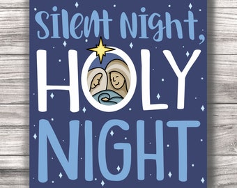 Silent Night Holy Night - Nativity - Christmas - Laminated Vinyl Sticker
