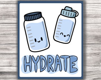 Hydrate - Water Bottles - Laminated Vinyl Sticker