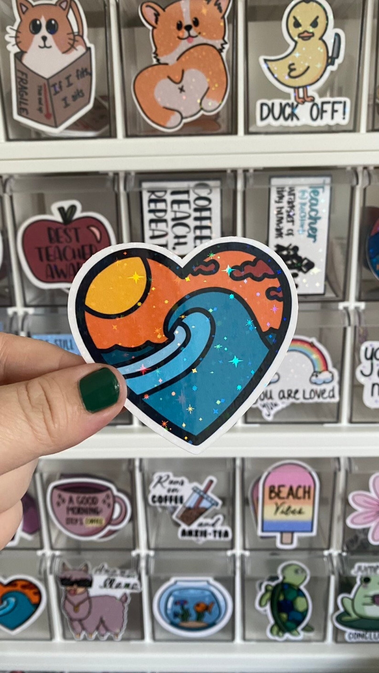Ocean Wave Heart Laminated Vinyl Sticker - Etsy