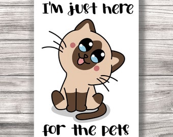 Here For the Pets Cat Laminated Vinyl Sticker