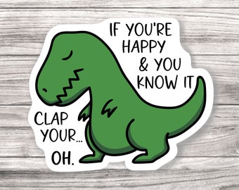 T-Rex Clap Dinosaur Laminated Vinyl Sticker