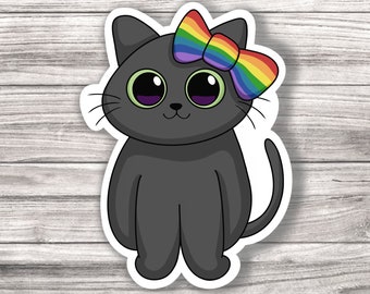 Rainbow Road - Black Cat Laminated Vinyl Sticker
