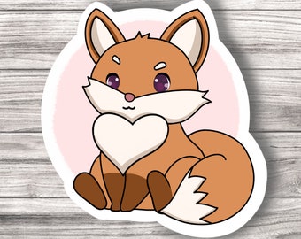 Fox Heart Laminated Vinyl Sticker