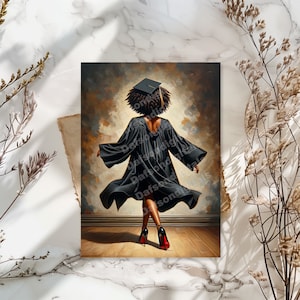 Beautiful African American Woman 5x7 Folded Graduation Card | Black Girl Graduation Card | Graduation Greeting Card | Black Graduation Card