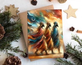 African American Christmas Card | Black Folded Christmas Card | Black Three Wise Men Christmas Card