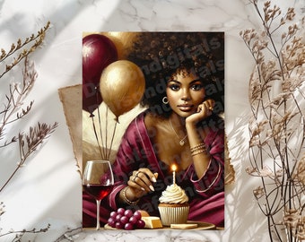 African American Woman 5x7 Folded Birthday Card | Black Woman Card | Black Birthday Card