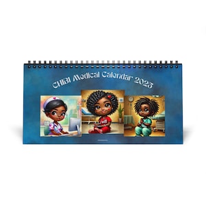 African American Medical Desktop Calendar (2025 grid) | Black Desk Calendar | CHIBi Black Medical Desk Calendar
