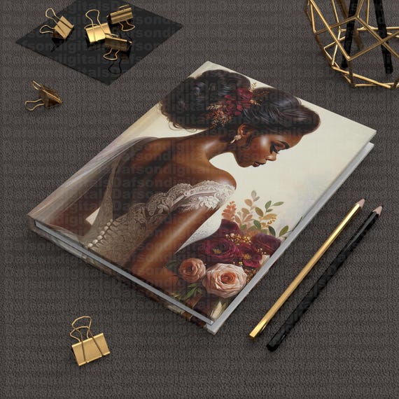Black Hardcover Journal Matte | Black Bride Journal | Bride Journal | Bridal Journal | African American Bride Journal