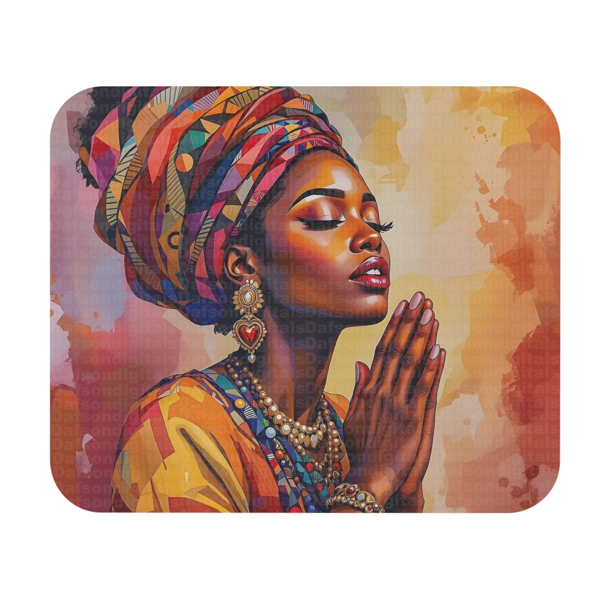 Colorful African Woman Mouse Pad, Artistic Desk Accessory, Prayer ...