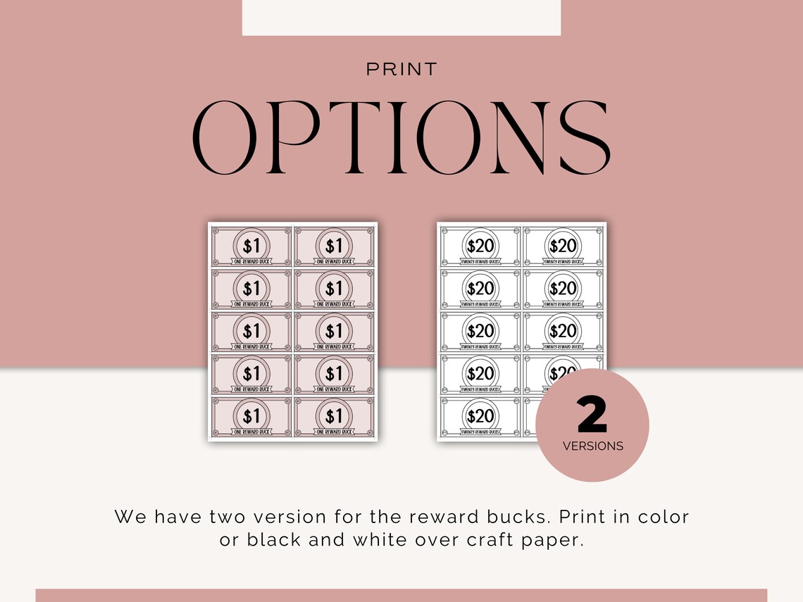 Earth Tones Editable Kids Reward Chart With Reward Bucks Allowance ...